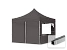 3x3m Aluminium Faltpavillon, inkl. 4 Seitenteile, dunkelgrau