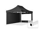 3x4,5m Stahl Faltpavillon, inkl. 2 Seitenteile, schwarz 3x4,5m Stahl Faltpavillon, inkl. 2 Seitenteile, schwarz