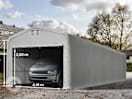 5x16m Zeltgarage, PVC-Plane, grau, mit Statik (Betonuntergrund) 5x16m Zeltgarage, PVC-Plane, grau, mit Statik (Betonuntergrund)