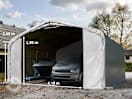 6x6m Zeltgarage, PVC-Plane, grau, mit Statik (Erduntergrund) 6x6m Zeltgarage, PVC-Plane, grau, mit Statik (Erduntergrund)