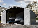 7x7m Zeltgarage, PVC-Plane, grau, mit Statik (Erduntergrund) 7x7m Zeltgarage, PVC-Plane, grau, mit Statik (Erduntergrund)