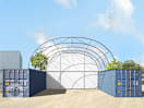 Rückwand für Container-Überdachung 8m Breite, PRIMEtex 2300 PVC Plane, weiß Rückwand für Container-Überdachung 8m Breite, PRIMEtex 2300 PVC Plane, weiß