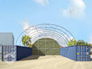 Rückwand für Container-Überdachung 10m Breite, PRIMEtex 2300 PVC Plane, dunkelgrün Rückwand für Container-Überdachung 10m Breite, PRIMEtex 2300 PVC Plane, dunkelgrün