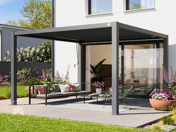 patio pergola with lounge furniture