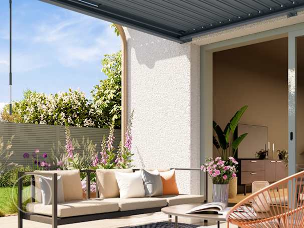 Pérgola adosada como techado para la terraza