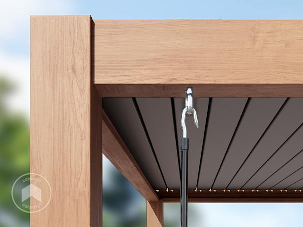 detalle de las lamas orientables de la pérgola