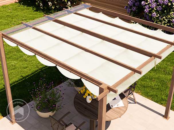 Pérgola con toldo corredero