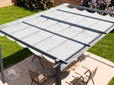 a medium sized shade sail pergola