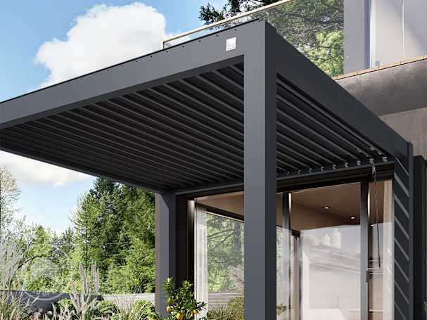 aluminium pergola with closed louvers