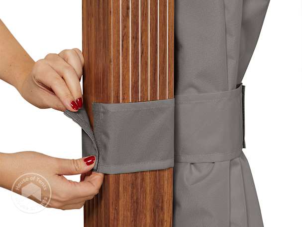 tying gazebo curtain to post