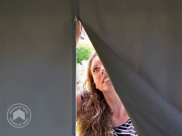 zipping up gazebo curtain