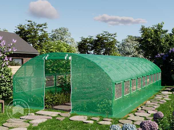 large sized green polytunnel