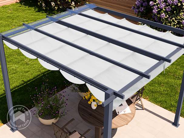 fully open canopy on pergola