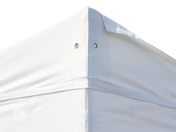 Reinforced PVC corner panel with eyelets on a pop-up gazebo