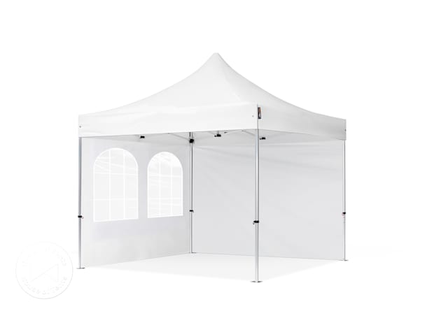 Pop up gazebo with arched window side panel
