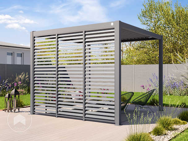 Pergola avec persiennes fermées