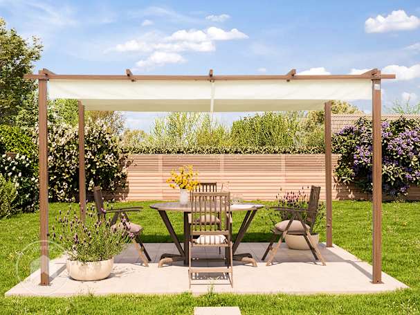 La pergola autoportée 3x4 : compacte et polyvalente-champagne