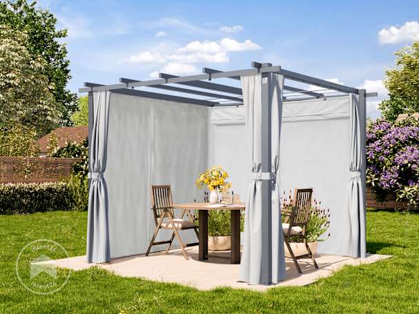 Pergola 3x3 avec rideaux