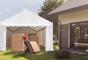 Tente de stockage pour des travaux de rénovation