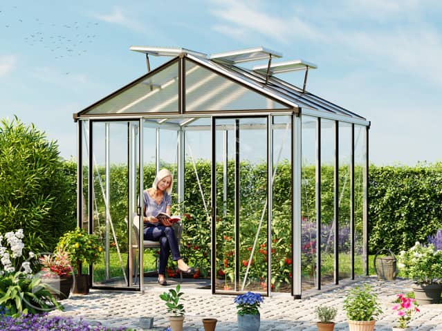 Serre en verre pour le jardin