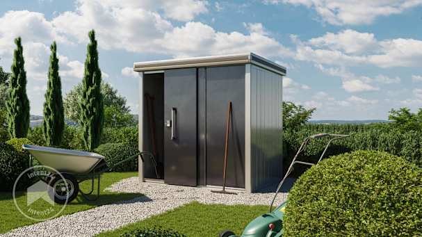 Abri de jardin avec gouttière