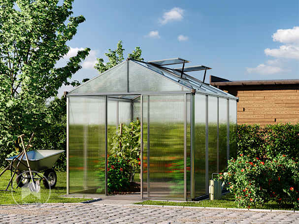 Une serre de jardin rigide