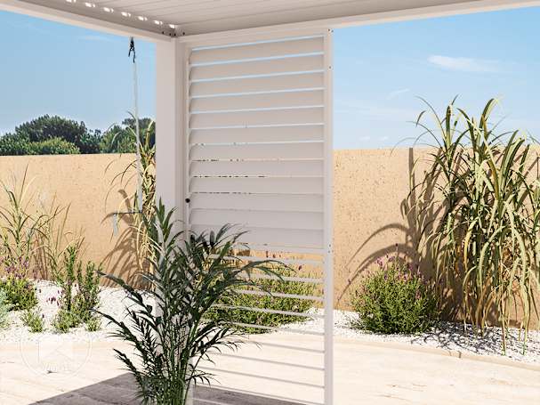 Pergola adossée avec persiennes