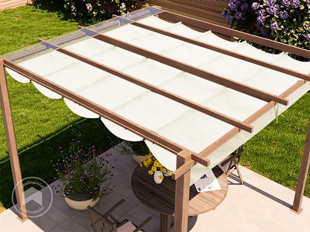 Solidna pergola z roletą rzymską