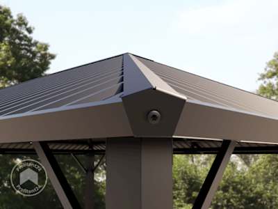 Paviljoen met stalen dak