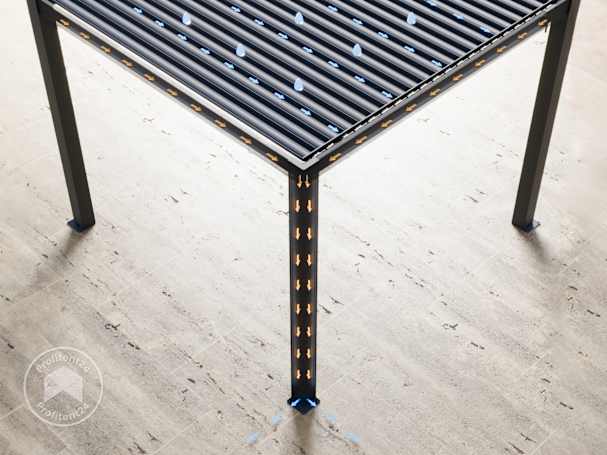 Muurpergola met een slim waterafvoersysteem