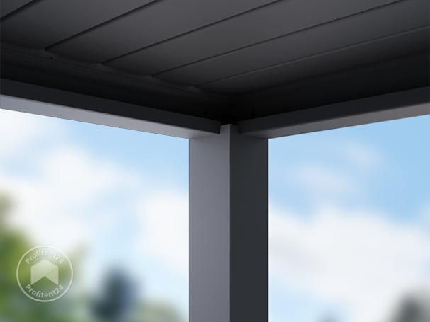 Lamellen van de muurpergola gesloten