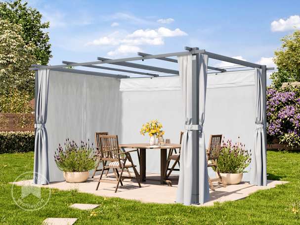 Pergola met zijwanden in stone