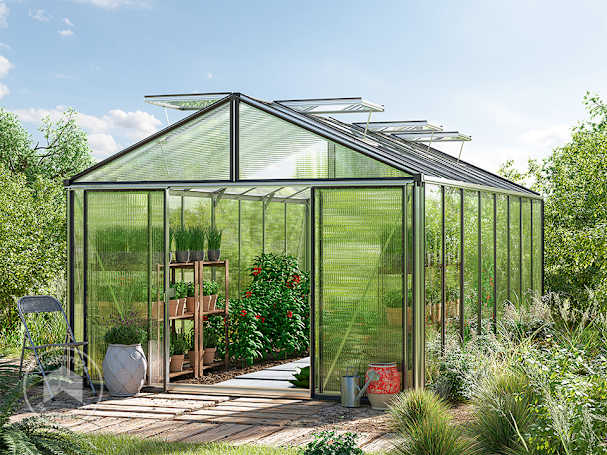 Een grote kas voor tuin & terras