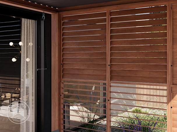 Schutting met draaibare lamellen