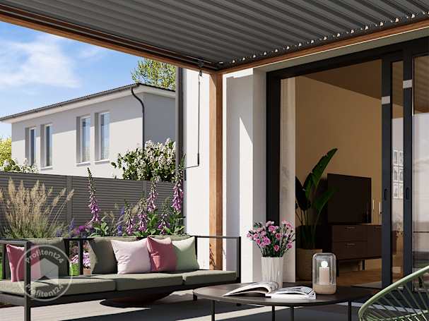 Aluminium pergola aan het huis