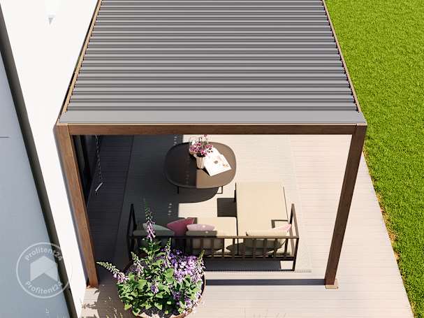 Pergola als aanbouw aan de muur