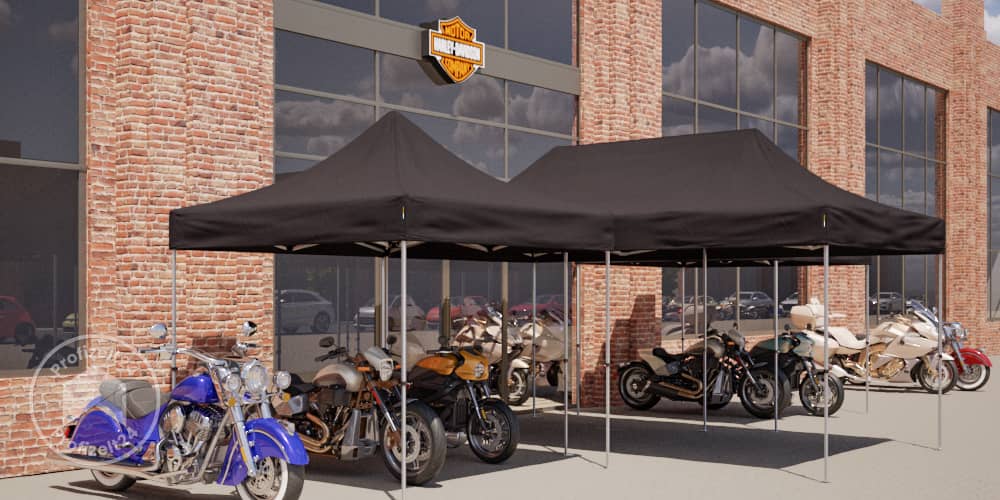 Mobile Faltpavillons für ein Harley Davidson-Event