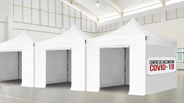 Faltpavillons als Impfkabinen einsetzen