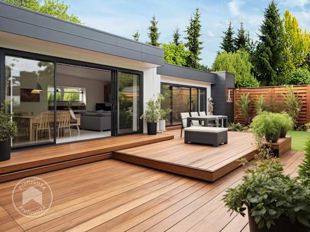 Moderne Gartengestaltung mit Höhenunterschieden