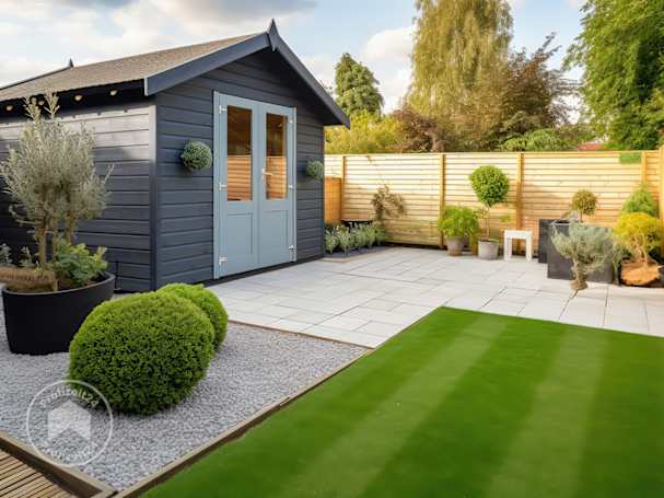 Ein großer Garten unterteilt in diverse Abschnitte