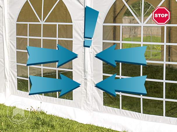 Partyzelt mit komplett verschlossenen Seitenteilen