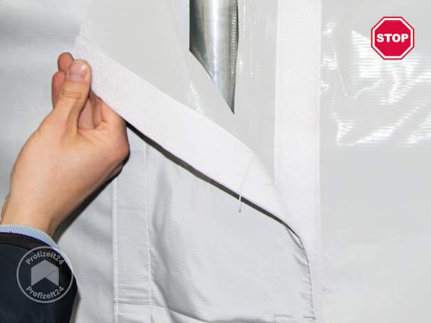 Partyzelt mit integriertem Klettverschluss