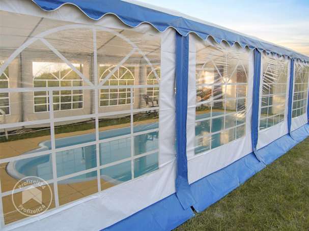 Das Partyzelt als Poolzelt im Garten einsetzen