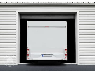 Gepachtete Garagen als massiver Wohnmobil-Unterstand