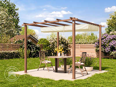 Stabile Pergola mit dekorativen Sonnensegel