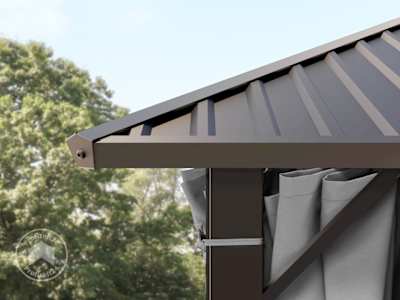 Ein robuster Hardtop-Gartenpavillon aus Stahl