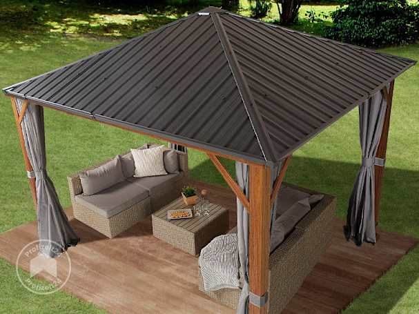 Ein ganzjähriger Gartenpavillon mit Hardtop-Dach