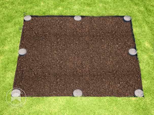 Auf die Gewächshaus-Ecken Punktfundamente bauen