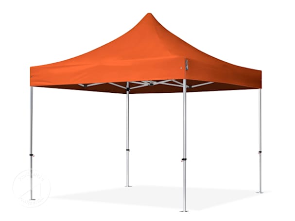 Ein Faltpavillon in Orange ohne Seitenteile