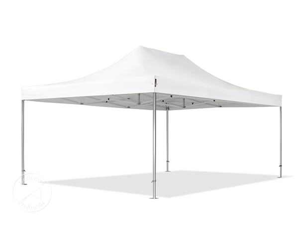 Einen faltbaren Pavillon auf dem Markt in Weiß einsetzen